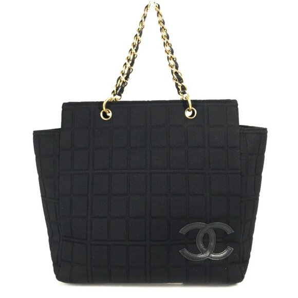 CHANEL CC CC Mark chocolate bar Tote Bag Shoulder Double Chain Bag Shoulder Bag - Picture 1 of 15